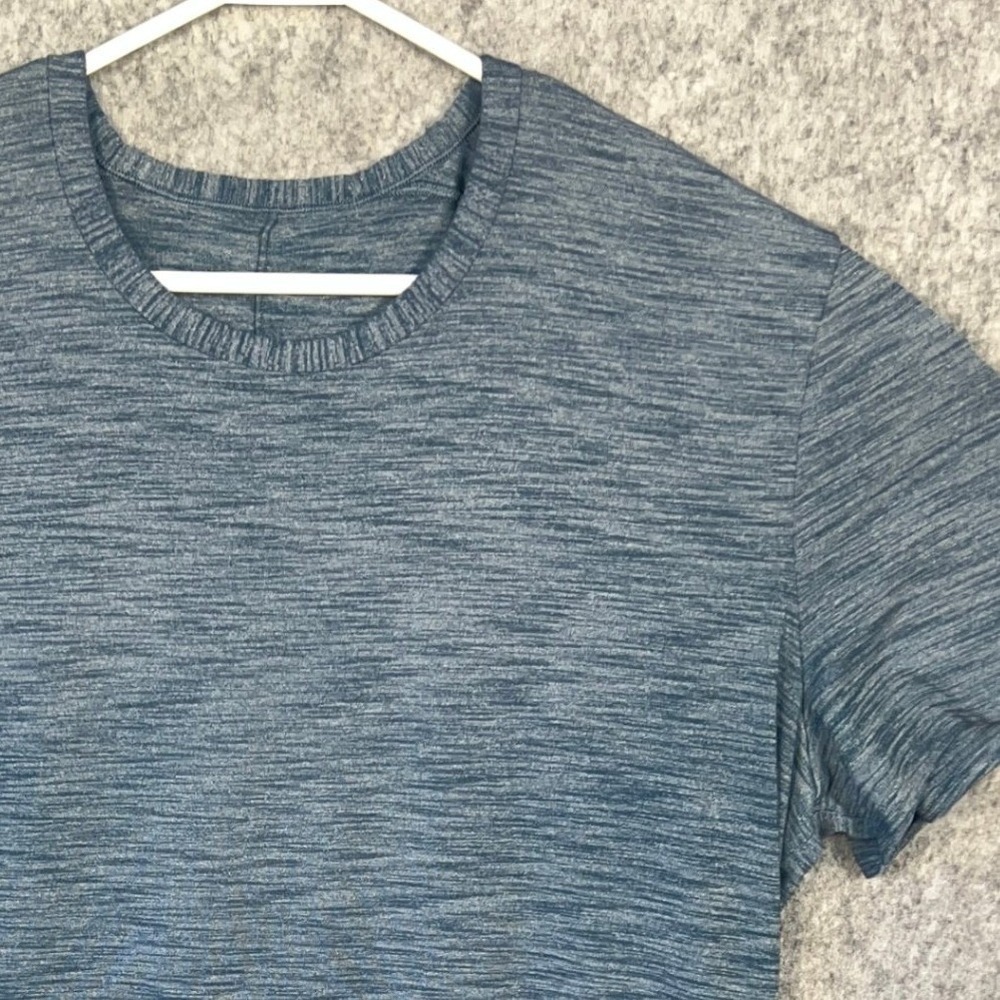 Lululemon Metal Vent Tech Short Sleeve Shirt Blue Heathered Men's Large Training - Picture 5 of 7